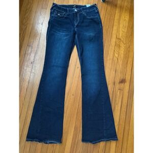 True Religion Joey Low Rise Flare Jeans Dark Wash Blue Denim Size 29